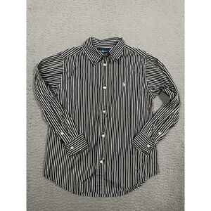 Ralph Lauren‎ Boy's Dress Shirt Black White Stripe Size 7 Button Collar